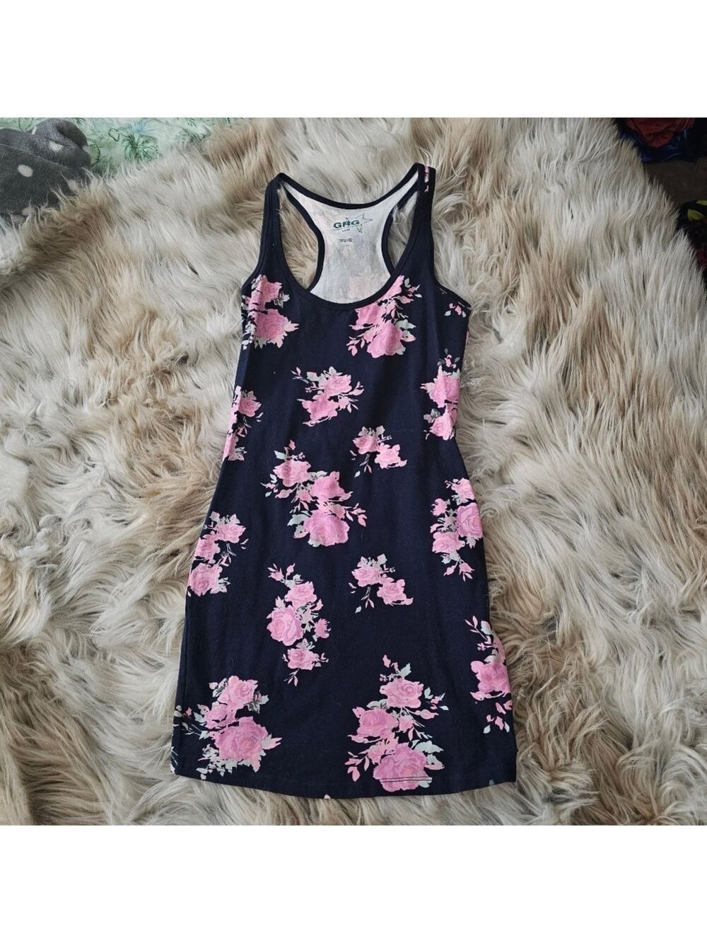 Garage Navy Floral Print Bodycon Mini Dress